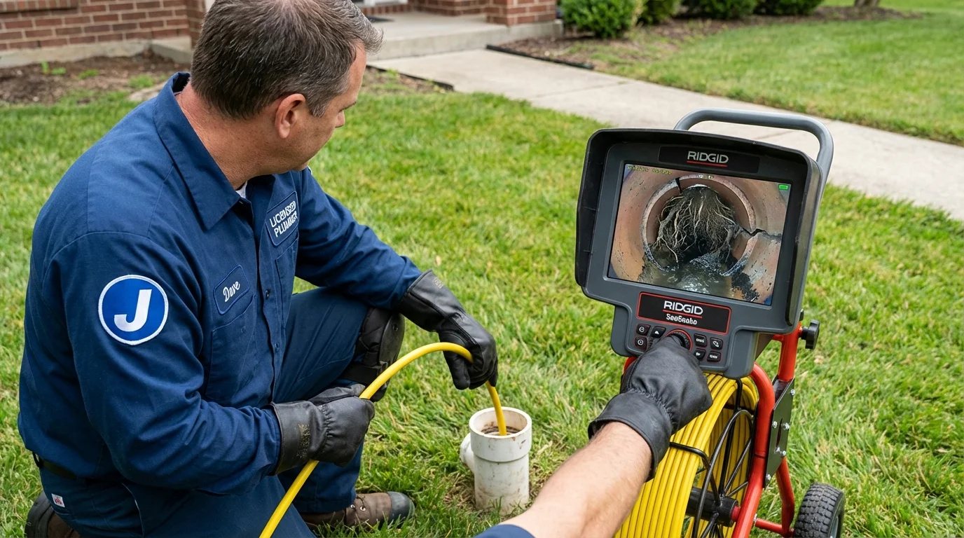 Sewer camera inspection being performed by Johns Plumbing LLC in Linneus
