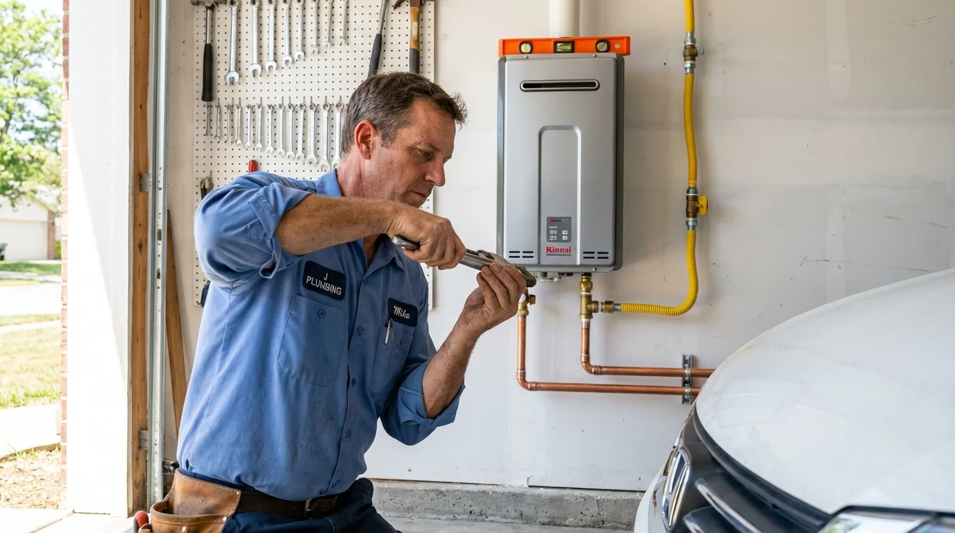 Tankless water heater installation by a Johns Plumbing LLC plumber in Linneus